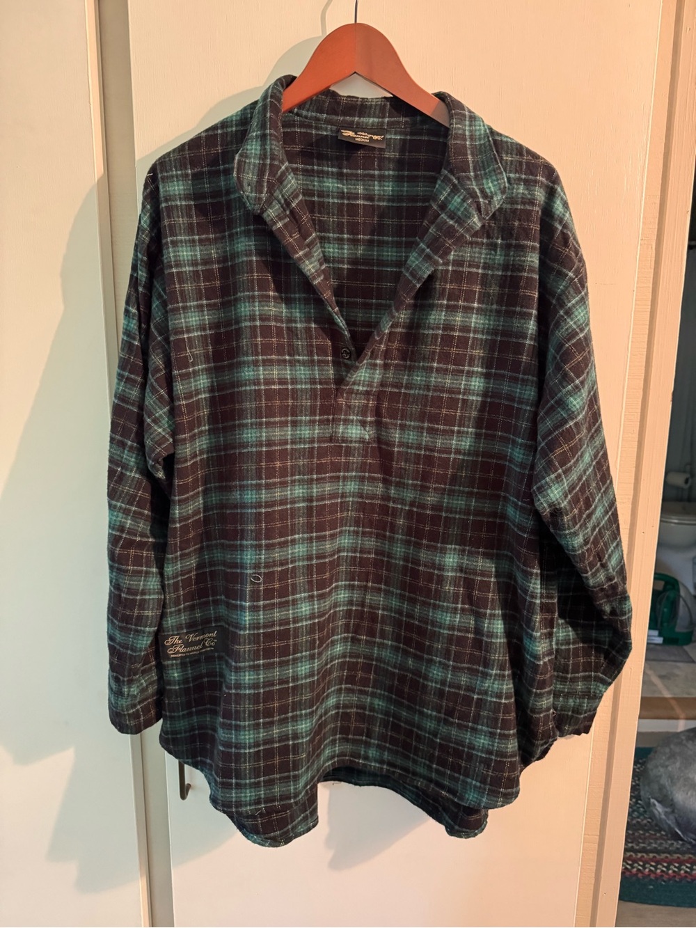Vermont Flannel Plaid Pine Green Henley